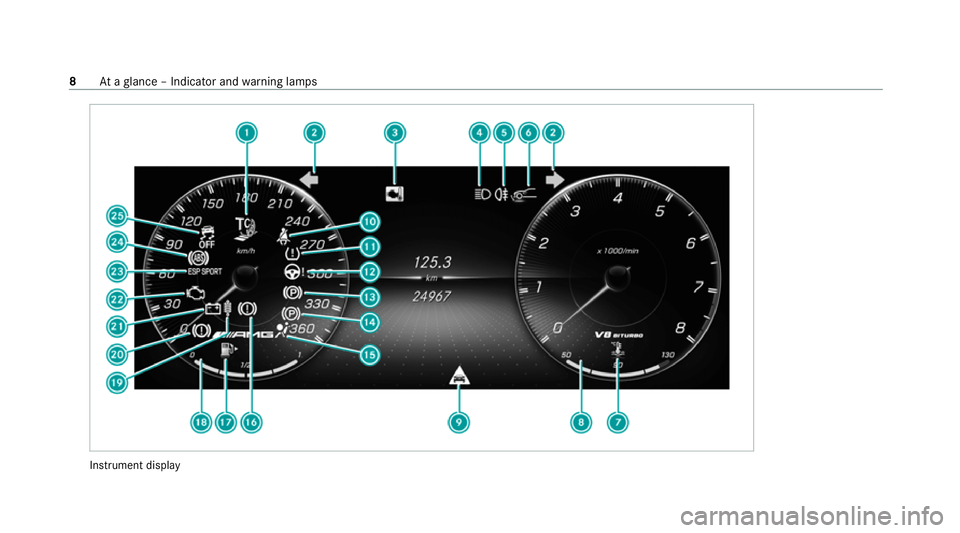 MERCEDES-BENZ AMG GT R-ROADSTER 2020  Owners Manual Instrument display8
Ataglance – Indicator and warning lamps 