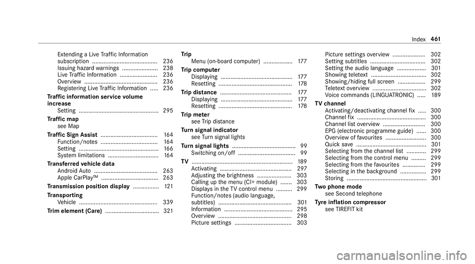MERCEDES-BENZ AMG GT R-ROADSTER 2018 Owners Manual Extending a Li
veTraf fic Information
subscription ........................................ 236
Issuing hazard warnings ...................... 238
Live Traf fic Information ....................... 236 MERCEDES-BENZ AMG GT R-ROADSTER 2018 Owners Manual Extending a Li
veTraf fic Information
subscription ........................................ 236
Issuing hazard warnings ...................... 238
Live Traf fic Information ....................... 236