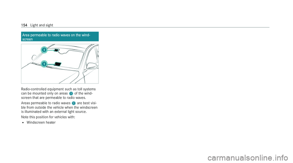 MERCEDES-BENZ C-CLASS SALOON 2022  Owners Manual �A�r�e�a� �p�e�r�m�e�a�b�l�e� �t�o� �r�a�d�i�o� �w�a�v�e�s� �o�n� �t�h�e� �w�i�n�d�-
�s�c�r
�e�e�n �R�a�d�i�o�-�c�o�n�t�r�o�l�l�e�d� �e�q�u�i�p�m�e�n�t� �s�u�c�h� �a�s� �t�o�l�l� �s�y�s�t�e�m�s
�c�a�n
