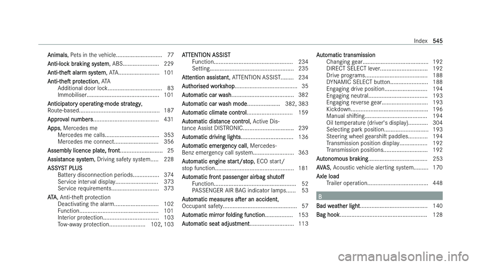 MERCEDES-BENZ C-CLASS SALOON 2022  Owners Manual �A�n�i�m�a�l�s�,� �P�e�t�s� �i�n� �t�h�e� �v�e�h�i�c�l�e�.�.�.�.�.�.�.�.�.�.�.�.�.�.�.�.�.�.�.�.�.�.�.�.�.�.�.�. �7�7
�A�n�t�i�-�l�o�c�k� �b�r�a�k�i�n�g� �s�y�s�t�e�m �,� �A�B�S�.�.�.�.�.�.�.�.�.�.�.�