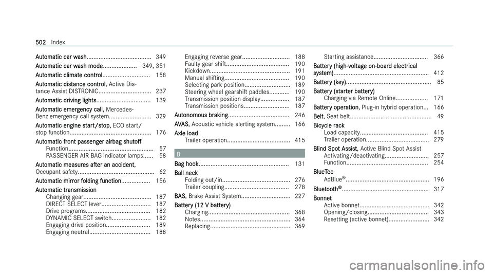 MERCEDES-BENZ CLA SHOOTING BRAKE 2022  Owners Manual �A�u�t�o�m�a�t�i�c� �c�a�r� �w�a�s�h
�.�.�.�.�.�.�.�.�.�.�.�.�.�.�.�.�.�.�.�.�.�.�.�.�.�.�.�.�.�.�.�.�.�.�.�.�.�. �3�4�9
�A�u�t�o�m�a�t�i�c� �c�a�r� �w�a�s�h� �m�o�d�e �.�.�.�.�.�.�.�.�.�.�.�.�.�.�.�.