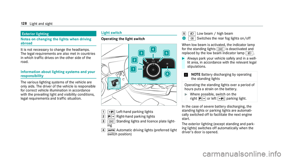 MERCEDES-BENZ CLA COUPE 2019 Owners Manual Exterior lighting
Note
s onchanging the lights when driving
abroad It is not necessary
tochange the headlamps.
The legal requirements are also met in countries
in which traf fic drives on theot her si MERCEDES-BENZ CLA COUPE 2019 Owners Manual Exterior lighting
Note
s onchanging the lights when driving
abroad It is not necessary
tochange the headlamps.
The legal requirements are also met in countries
in which traf fic drives on theot her si