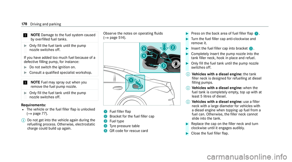 MERCEDES-BENZ CLA COUPE 2019 Owners Manual *
NO
TEDama getothe fuel sy stem caused
by ove rfilled fuel tanks. #
Only fill th e fuel tank until the pump
nozzle switches off.
If yo u ha veadded too much fuel because of a
defective filling pump, MERCEDES-BENZ CLA COUPE 2019 Owners Manual *
NO
TEDama getothe fuel sy stem caused
by ove rfilled fuel tanks. #
Only fill th e fuel tank until the pump
nozzle switches off.
If yo u ha veadded too much fuel because of a
defective filling pump,