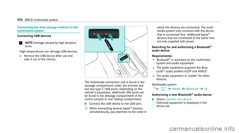 MERCEDES-BENZ CLA COUPE 2019 Owners Manual Connecting
the data storage medium tothe
mu ltimedia sy stem Connecting USB devices
* NO
TEDama gecaused byhigh temp era‐
tures High
temp eratures can damage USB devices. #
Remo vethe USB device af MERCEDES-BENZ CLA COUPE 2019 Owners Manual Connecting
the data storage medium tothe
mu ltimedia sy stem Connecting USB devices
* NO
TEDama gecaused byhigh temp era‐
tures High
temp eratures can damage USB devices. #
Remo vethe USB device af