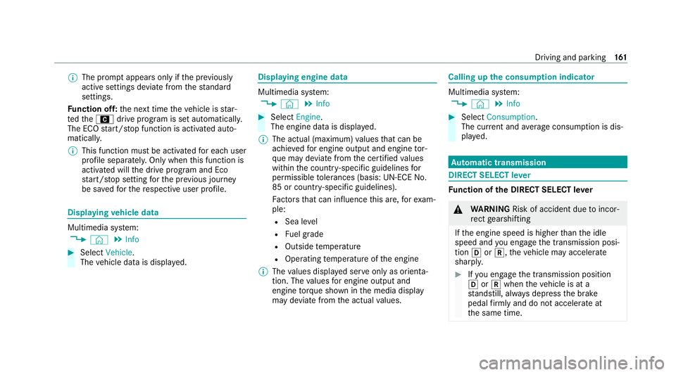 MERCEDES-BENZ CLS COUPE 2020 Owners Manual %
The prom ptappears on ly ifthe pr eviously
active settings deviate from thest andard
settings.
Fu nction off: the next time theve hicle is star‐
te dth eA drive program is set automaticall y.
The MERCEDES-BENZ CLS COUPE 2020 Owners Manual %
The prom ptappears on ly ifthe pr eviously
active settings deviate from thest andard
settings.
Fu nction off: the next time theve hicle is star‐
te dth eA drive program is set automaticall y.
The