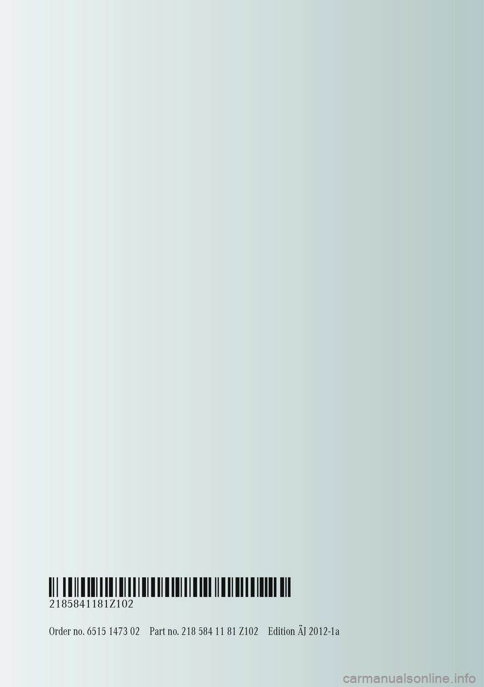 MERCEDES-BENZ CLS COUPE 2012  Owners Manual 