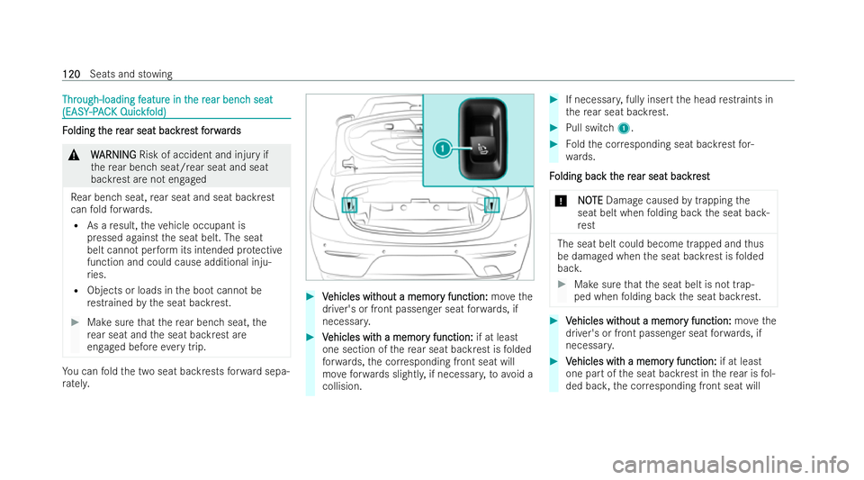 MERCEDES-BENZ E-CLASS CABRIOLET 2022 Owners Manual Thr
Through-loading f
ough-loading f eatur
eature in t
e in the r
he rear benc
ear benc h seat
h seat
(EASY
(EASY -PAC
-P AC K Quic
K Quic kf
kfold)
old) F
F
olding t
olding t he r
he rear seat bac
ea MERCEDES-BENZ E-CLASS CABRIOLET 2022 Owners Manual Thr
Through-loading f
ough-loading f eatur
eature in t
e in the r
he rear benc
ear benc h seat
h seat
(EASY
(EASY -PAC
-P AC K Quic
K Quic kf
kfold)
old) F
F
olding t
olding t he r
he rear seat bac
ea