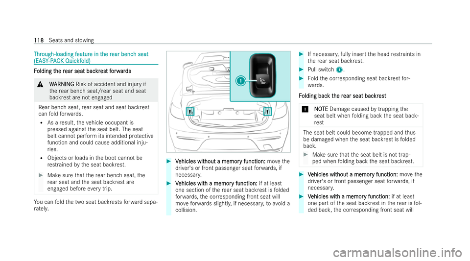 MERCEDES-BENZ E-CLASS CABRIOLET 2021 Owners Manual Thr
Through-loading f
ough-loading f eatur
eature in t
e in the r
he rear benc
ear benc h seat
h seat
(EASY
(EASY -PAC
-P AC K Quic
K Quic kf
kfold)
old) F
F
olding t
olding t he r
he rear seat bac
ea MERCEDES-BENZ E-CLASS CABRIOLET 2021 Owners Manual Thr
Through-loading f
ough-loading f eatur
eature in t
e in the r
he rear benc
ear benc h seat
h seat
(EASY
(EASY -PAC
-P AC K Quic
K Quic kf
kfold)
old) F
F
olding t
olding t he r
he rear seat bac
ea