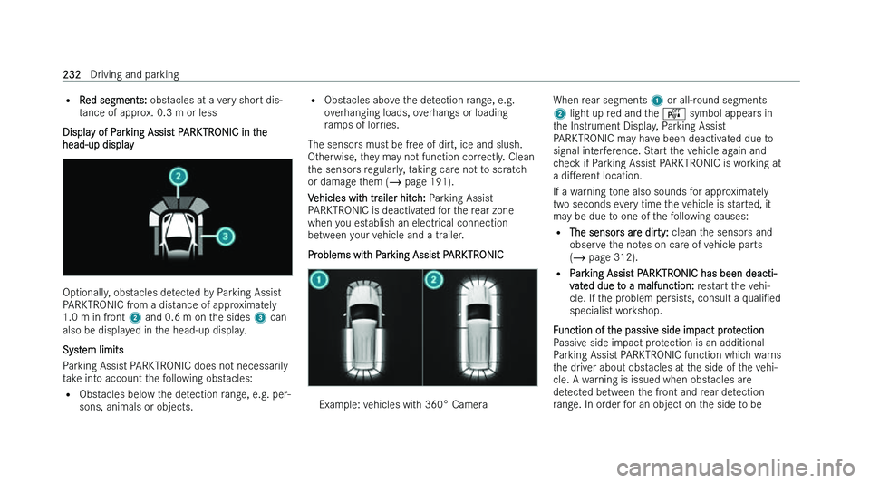 MERCEDES-BENZ EQA SUV 2022  Owners Manual �=
�R �e�d� �s�e�g�m�e�n�t�s�:� �o�b�s�t�a�c�l�e�s� �a�t� �a� �v�e�r�y� �s�h�o�r�t� �d�i�s�-
�t�a�n�c�e� �o�f� �a�p�p�r�o�x�.� �0�.�3� �m� �o�r� �l�e�s�s
�D�i�s�p�l�a�y� �o�f� �P�a�r�k�i�n�g� �A�s�s�i
