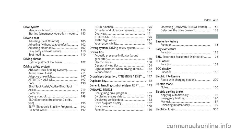 MERCEDES-BENZ EQA SUV 2022  Owners Manual �D�r�i�v�e� �s�y�s�t�e�m
�M�a�n�u�a�l� �s�w�i�t�c �h�-�oM�.�.�.�.�.�.�.�.�.�.�.�.�.�.�.�.�.�.�.�.�.�.�.�.�.�.�.�.�.�.�.�.�.�.�. �1�5�0
�S�t�a�r�t�i�n�g� �(�e�m�e�r�g�e�n�c�y� �o�p�e�r�a�t�i�o�n� �m�o