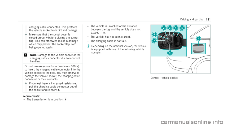 MERCEDES-BENZ EQC SUV 2022 Owners Manual ch
arging cable connected. This pr otects
th eve hicle soc ket from dirt and damage. #
Make sure that the soc ket co ver is
closed proper lybefore closing the soc ket
0ap. This can otherwise result i MERCEDES-BENZ EQC SUV 2022 Owners Manual ch
arging cable connected. This pr otects
th eve hicle soc ket from dirt and damage. #
Make sure that the soc ket co ver is
closed proper lybefore closing the soc ket
0ap. This can otherwise result i