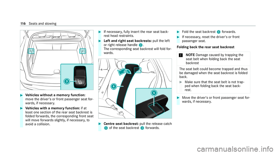MERCEDES-BENZ EQC SUV 2019 Owners Manual #
Vehicles without a memory function:
mo vethe driver's or front passenger seat for‐
wa rds, if necessar y. #
Vehicles with a memory function: if at
lea stone section of there ar seat backrest i MERCEDES-BENZ EQC SUV 2019 Owners Manual #
Vehicles without a memory function:
mo vethe driver's or front passenger seat for‐
wa rds, if necessar y. #
Vehicles with a memory function: if at
lea stone section of there ar seat backrest i