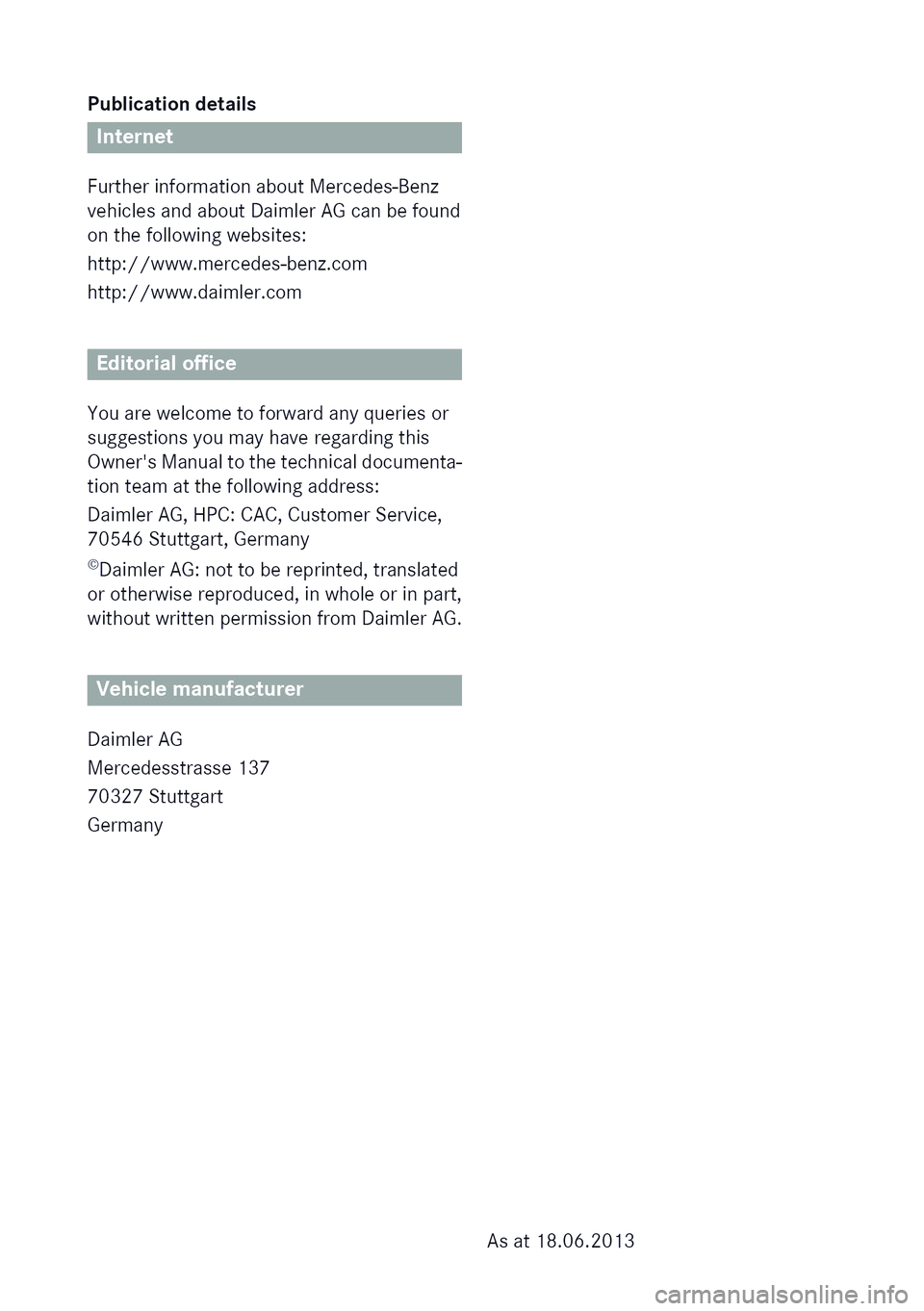 MERCEDES-BENZ GLA SUV 2013  Owners Manual 