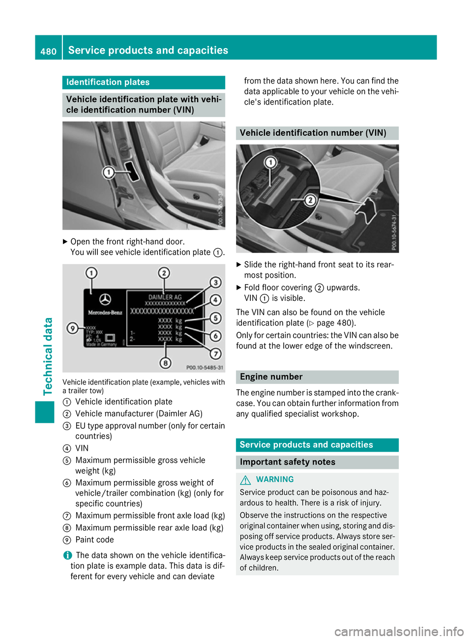 MERCEDES-BENZ GLC SUV 2015 Owners Manual Identification plates
Vehicle identification plate with vehi-
cle identification number (VIN) X
Open the front right-hand door.
You will see vehicle identification plate :.Vehicle identification plate MERCEDES-BENZ GLC SUV 2015 Owners Manual Identification plates
Vehicle identification plate with vehi-
cle identification number (VIN) X
Open the front right-hand door.
You will see vehicle identification plate :.Vehicle identification plate