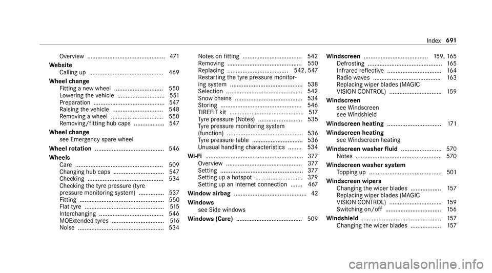 MERCEDES-BENZ GLE COUPE 2019 Owners Manual Overview ..............................................4
71
We bsite
Calling up ............................................ 469
Wheel change
Fitting a new wheel ............................ .550
Lo w MERCEDES-BENZ GLE COUPE 2019 Owners Manual Overview ..............................................4
71
We bsite
Calling up ............................................ 469
Wheel change
Fitting a new wheel ............................ .550
Lo w