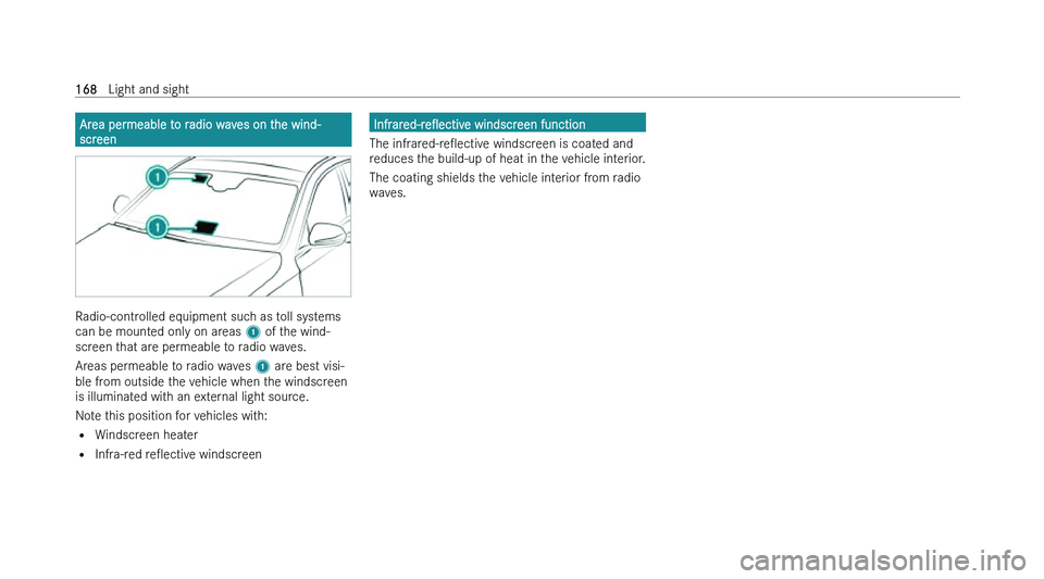 MERCEDES-BENZ GLE SUV 2022  Owners Manual �A�r�e�a� �p�e�r�m�e�a�b�l�e� �t�o� �r�a�d�i�o� �w�a�v�e�s� �o�n� �t�h�e� �w�i�n�d�-
�s�c�r
�e�e�n �R�a�d�i�o�-�c�o�n�t�r�o�l�l�e�d� �e�q�u�i�p�m�e�n�t� �s�u�c�h� �a�s� �t�o�l�l� �s�y�s�t�e�m�s
�c�a�n