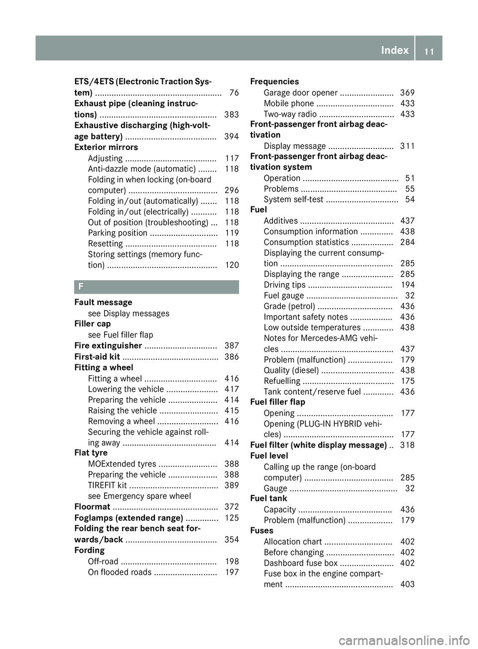 MERCEDES-BENZ GLE SUV 2015 Owners Manual ETS/4ETS (Electronic Traction Sys-
tem) ...................................................... 76
Exhaust pipe (cleaning instruc-
tions) .................................................. 383
Exhausti MERCEDES-BENZ GLE SUV 2015 Owners Manual ETS/4ETS (Electronic Traction Sys-
tem) ...................................................... 76
Exhaust pipe (cleaning instruc-
tions) .................................................. 383
Exhausti