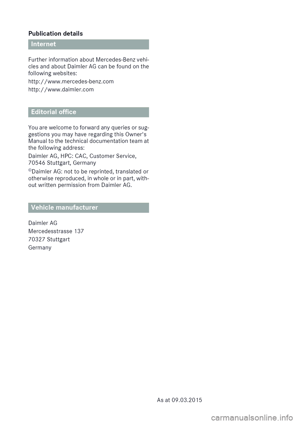 MERCEDES-BENZ GLE SUV 2015  Owners Manual 