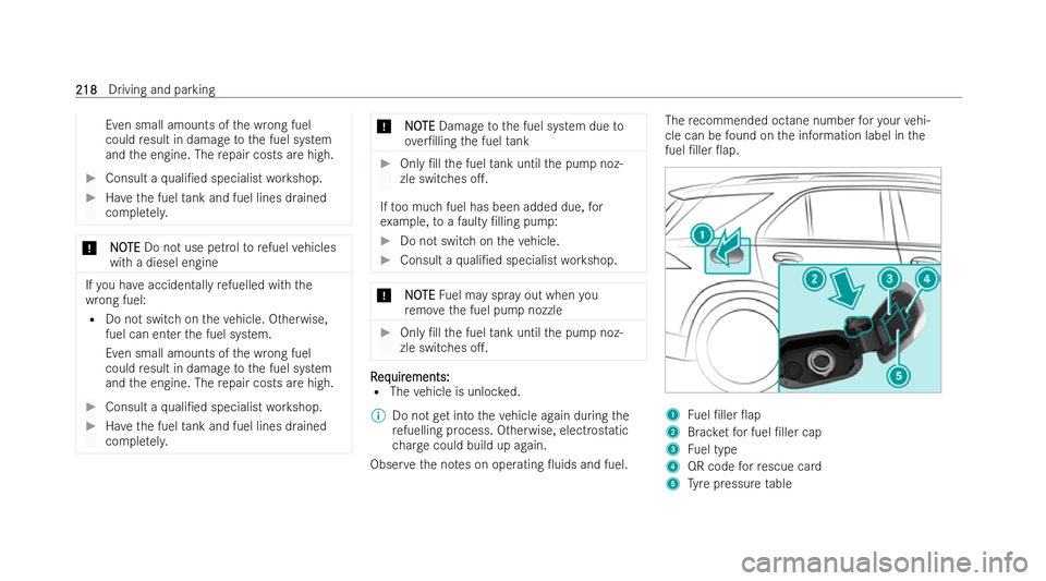 MERCEDES-BENZ GLS SUV 2021 Owners Manual Even small amounts of
the wrong fuel
could result in damage tothe fuel system
and the engine. The repair costs are high. #
Consult a quali/ed specialist workshop. #
Have the fuel tank and fuel lines MERCEDES-BENZ GLS SUV 2021 Owners Manual Even small amounts of
the wrong fuel
could result in damage tothe fuel system
and the engine. The repair costs are high. #
Consult a quali/ed specialist workshop. #
Have the fuel tank and fuel lines
