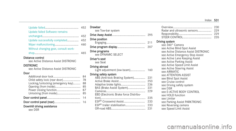 MERCEDES-BENZ GLS SUV 2021 Owners Manual Update
failed......................................... 452
Update failed SoTware remains
unchanged............................................. 452
Update successfully comple ted.............. 452
Wi MERCEDES-BENZ GLS SUV 2021 Owners Manual Update
failed......................................... 452
Update failed SoTware remains
unchanged............................................. 452
Update successfully comple ted.............. 452
Wi