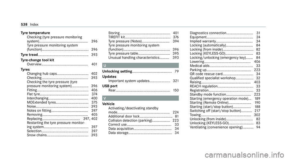 MERCEDES-BENZ GLS SUV 2020 Owners Manual Ty
re temp erature
Checking (tyre pressure monitoring
sy stem)................................................. 396
Ty re pressure monitoring sy stem
(function)........................................ MERCEDES-BENZ GLS SUV 2020 Owners Manual Ty
re temp erature
Checking (tyre pressure monitoring
sy stem)................................................. 396
Ty re pressure monitoring sy stem
(function)........................................