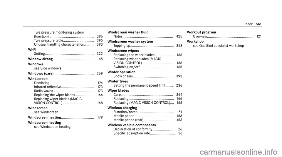 MERCEDES-BENZ GLS SUV 2020 Owners Manual Ty
re pressure monitoring sy stem
(function)............................................... 396
Ty re pressure table................................ 395
Un usual handling characteristic s.......... 39 MERCEDES-BENZ GLS SUV 2020 Owners Manual Ty
re pressure monitoring sy stem
(function)............................................... 396
Ty re pressure table................................ 395
Un usual handling characteristic s.......... 39