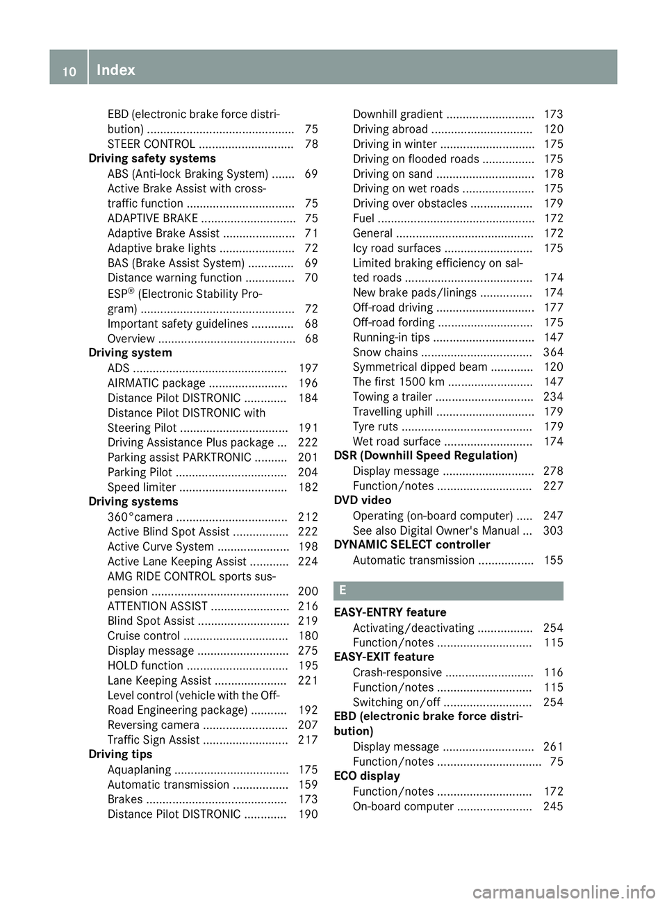 MERCEDES-BENZ GLS SUV 2016 Owners Manual EBD (electronic brake force distri-
bution) ............................................. 75
STEER CONTROL ............................. 78
Driving safety systems
ABS (Anti-lock Braking System) ...... MERCEDES-BENZ GLS SUV 2016 Owners Manual EBD (electronic brake force distri-
bution) ............................................. 75
STEER CONTROL ............................. 78
Driving safety systems
ABS (Anti-lock Braking System) ......