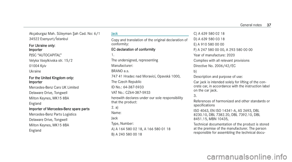 MERCEDES-BENZ S-CLASS SALOON LONG 2022  Owners Manual �A�k�