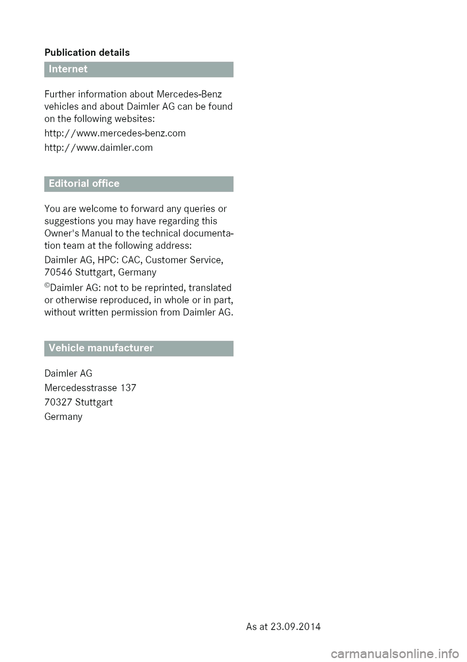 MERCEDES-BENZ S-CLASS COUPE 2015  Owners Manual 