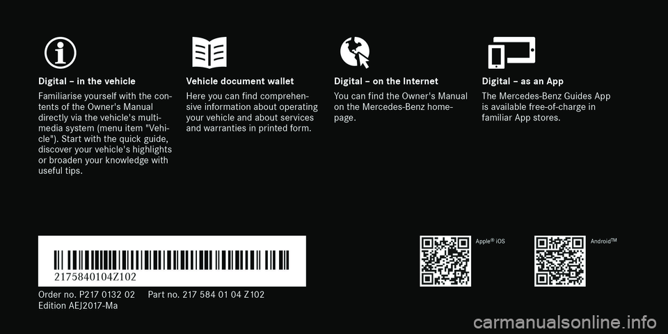 MERCEDES-BENZ S-CLASS CABRIOLET 2017  Owners Manual 