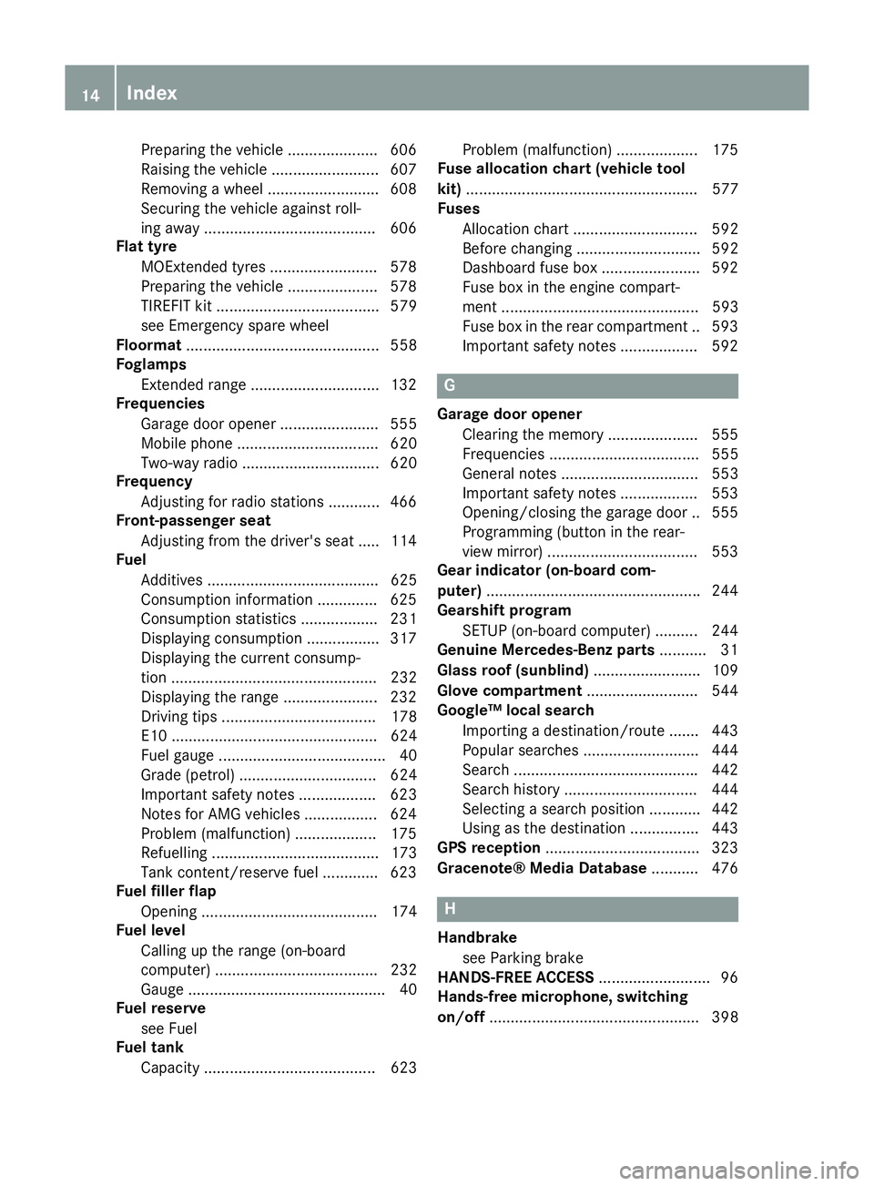 MERCEDES-BENZ SL ROADSTER 2012 Owners Manual Preparing the vehicle ..................... 606
Raising the vehicle .........................6 07
Removing a wheel .......................... 608
Securing the vehicle against roll-
ing away .......... MERCEDES-BENZ SL ROADSTER 2012 Owners Manual Preparing the vehicle ..................... 606
Raising the vehicle .........................6 07
Removing a wheel .......................... 608
Securing the vehicle against roll-
ing away ..........