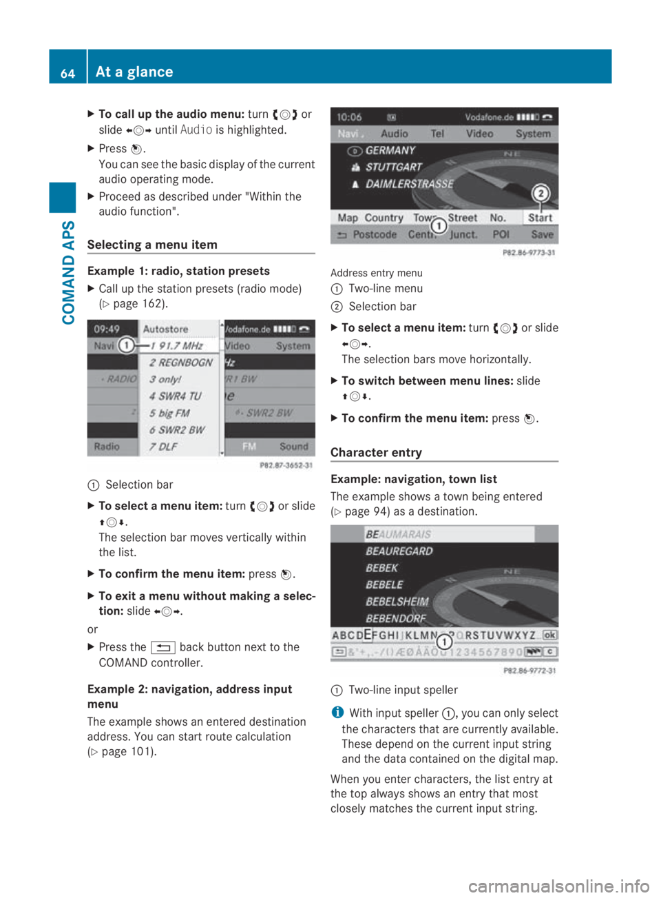 MERCEDES-BENZ SLS COUPE 2010 Owners Manual X
To call up the audio menu: turn002800130029 or
slide 002B0013002C untilAudio is highlighted.
X Press 0017.
You can see the basi cdisplay of the current
audio operating mode.
X Proceed as described u MERCEDES-BENZ SLS COUPE 2010 Owners Manual X
To call up the audio menu: turn002800130029 or
slide 002B0013002C untilAudio is highlighted.
X Press 0017.
You can see the basi cdisplay of the current
audio operating mode.
X Proceed as described u