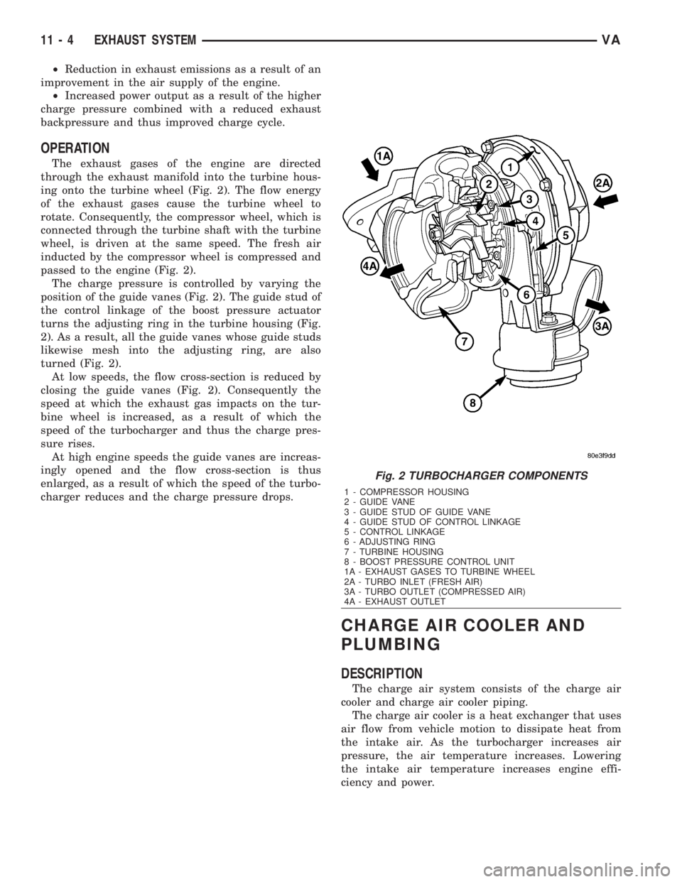 MERCEDES-BENZ SPRINTER 2006  Service Manual ²Reduction in exhaust emissions as a result of an
improvement in the air supply of the engine.
²Increased power output as a result of the higher
charge pressure combined with a reduced exhaust
backp