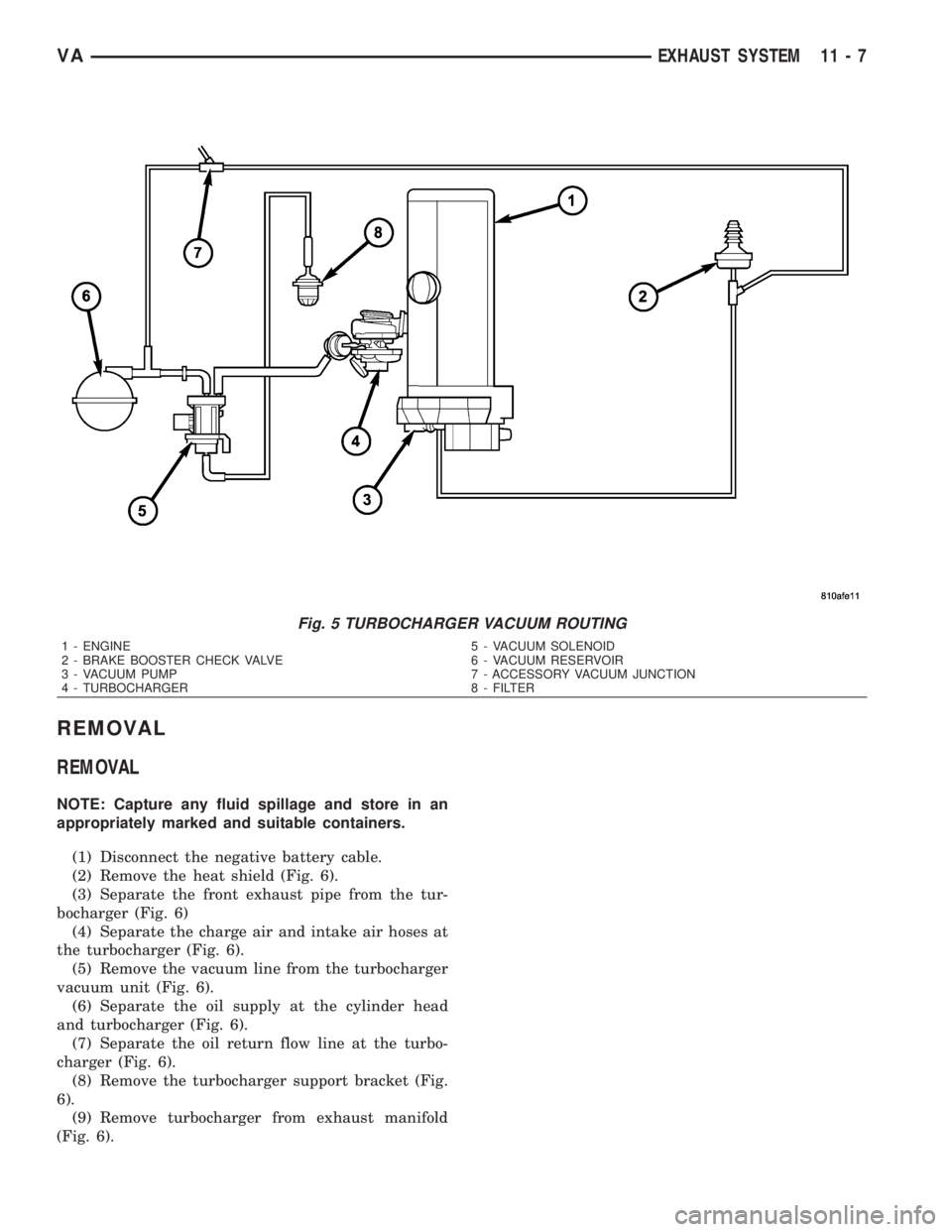 MERCEDES-BENZ SPRINTER 2006  Service Manual REMOVAL
REMOVAL
NOTE: Capture any fluid spillage and store in an
appropriately marked and suitable containers.
(1) Disconnect the negative battery cable.
(2) Remove the heat shield (Fig. 6).
(3) Separ