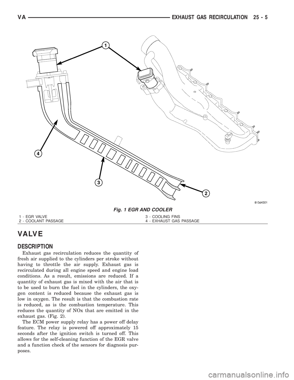 MERCEDES-BENZ SPRINTER 2006  Service Manual VA LV E
DESCRIPTION
Exhaust gas recirculation reduces the quantity of
fresh air supplied to the cylinders per stroke without
having to throttle the air supply. Exhaust gas is
recirculated during all e
