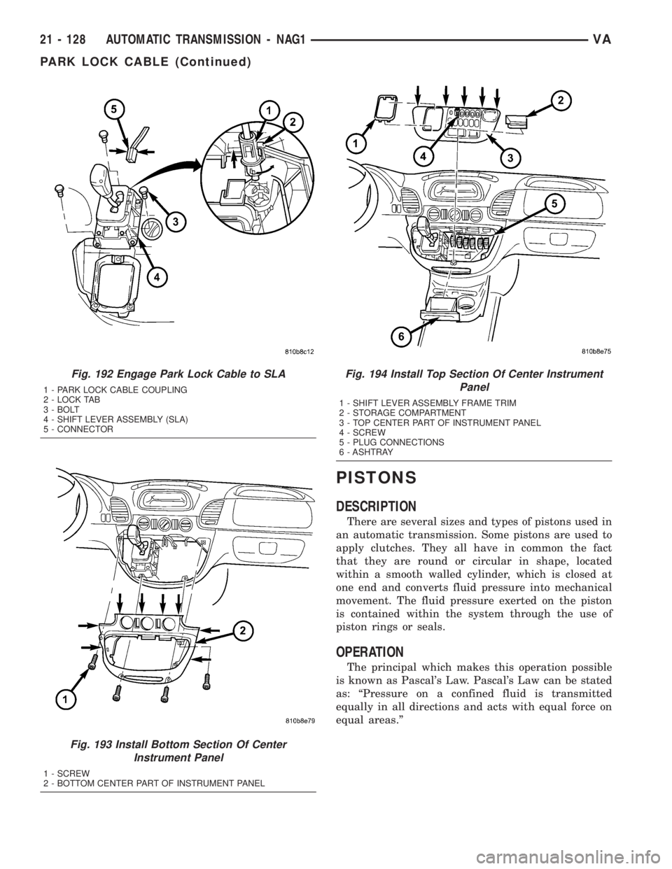 MERCEDES-BENZ SPRINTER 2005  Service Repair Manual PISTONS
DESCRIPTION
There are several sizes and types of pistons used in
an automatic transmission. Some pistons are used to
apply clutches. They all have in common the fact
that they are round or cir