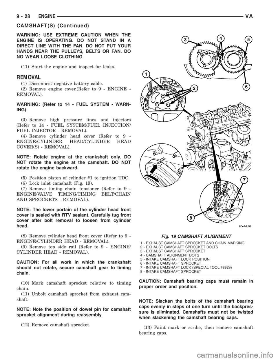 MERCEDES-BENZ SPRINTER 2005  Service Repair Manual WARNING: USE EXTREME CAUTION WHEN THE
ENGINE IS OPERATING. DO NOT STAND IN A
DIRECT LINE WITH THE FAN. DO NOT PUT YOUR
HANDS NEAR THE PULLEYS, BELTS OR FAN. DO
NO WEAR LOOSE CLOTHING.
(11) Start the e