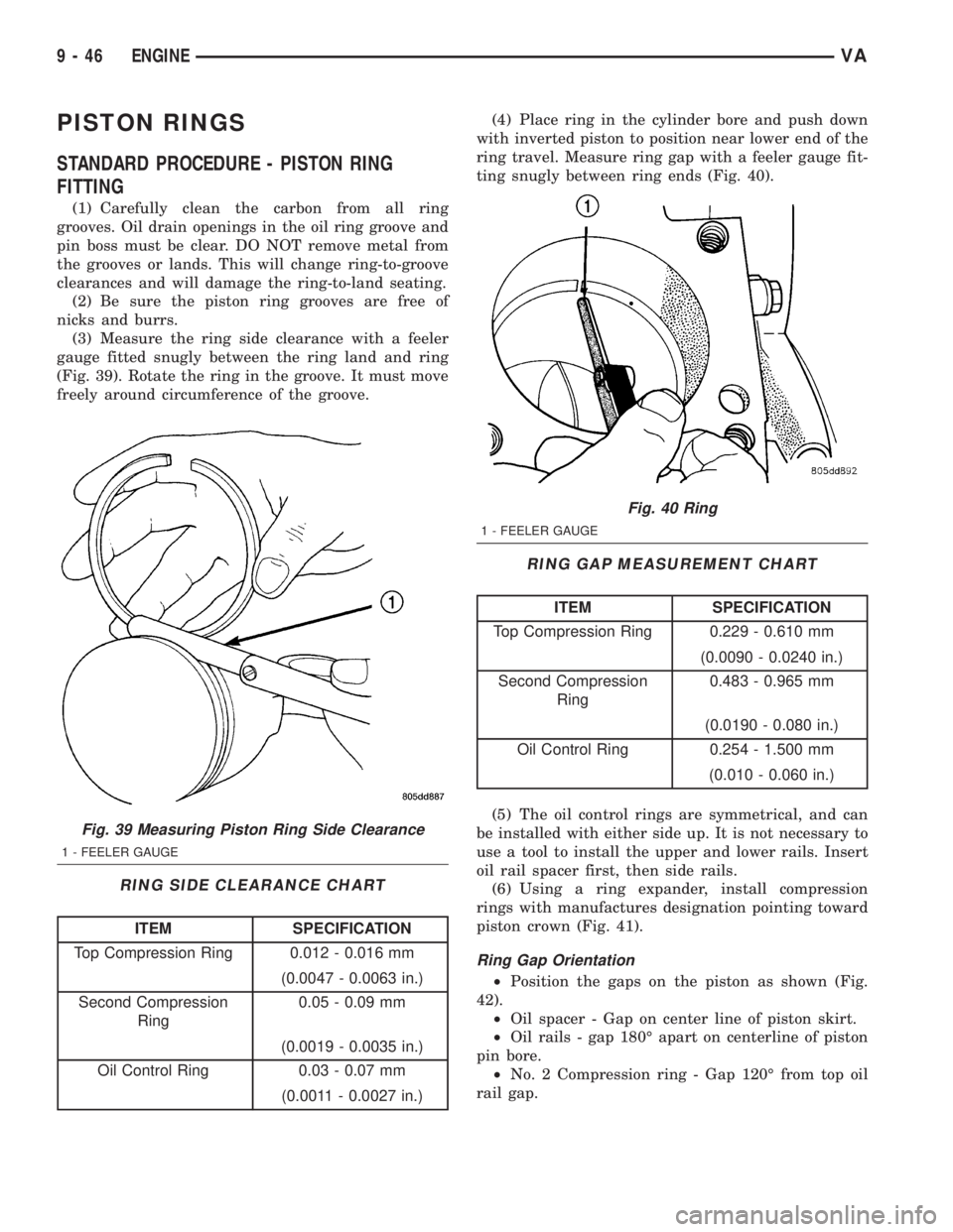 MERCEDES-BENZ SPRINTER 2005  Service Repair Manual PISTON RINGS
STANDARD PROCEDURE - PISTON RING
FITTING
(1) Carefully clean the carbon from all ring
grooves. Oil drain openings in the oil ring groove and
pin boss must be clear. DO NOT remove metal fr