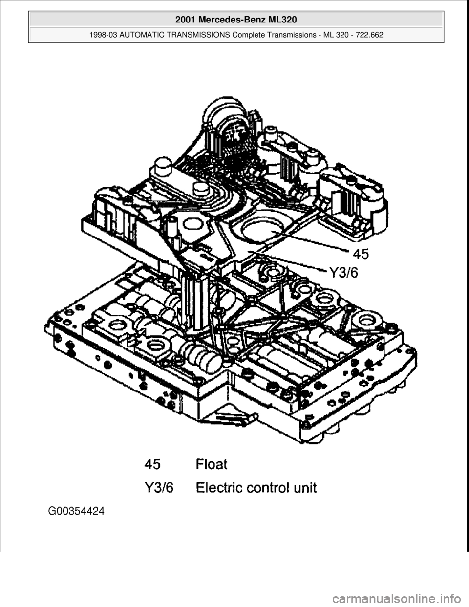 MERCEDES-BENZ ML320 1997  Complete Repair Manual  
2001 Mercedes-Benz ML320 
1998-03 AUTOMATIC TRANSMISSIONS Complete Transmissions - ML 320 - 722.662  
me  
Saturday, October 02, 2010 3:15:27 PMPage 158 © 2006 Mitchell Repair Information Company, 