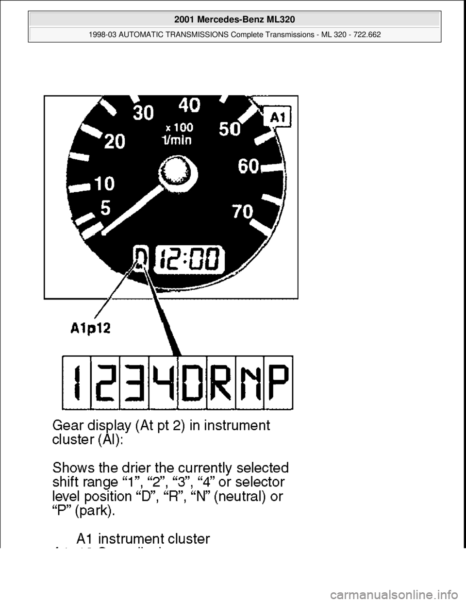 MERCEDES-BENZ ML320 1997  Complete Repair Manual  
2001 Mercedes-Benz ML320 
1998-03 AUTOMATIC TRANSMISSIONS Complete Transmissions - ML 320 - 722.662  
me  
Saturday, October 02, 2010 3:15:28 PMPage 199 © 2006 Mitchell Repair Information Company, 