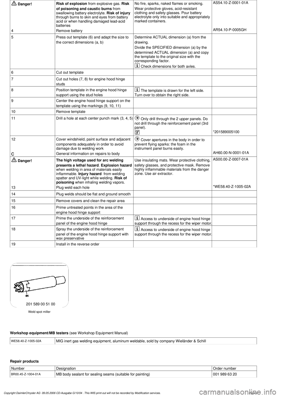 MERCEDES-BENZ ML320 1997 Complete Repair Manual
Danger!
Risk of explosion
from explosive gas.
Risk
of poisoning and caustic burns from
swallowing battery electrolyte.
Risk of injury
through burns to skin and eyes from battery
aci MERCEDES-BENZ ML320 1997 Complete Repair Manual
Danger!
Risk of explosion
from explosive gas.
Risk
of poisoning and caustic burns from
swallowing battery electrolyte.
Risk of injury
through burns to skin and eyes from battery
aci