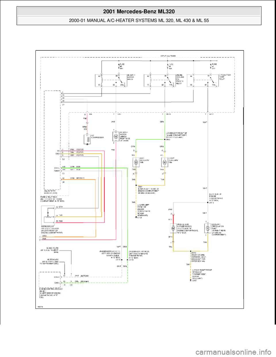 MERCEDES-BENZ ML320 1997  Complete Repair Manual  
2001 Mercedes-Benz ML320 
2000-01 MANUAL A/C-HEATER SYSTEMS ML 320, ML 430 & ML 55  
me  
Saturday, October 02, 2010 3:25:10 PMPage 28 © 2006 Mitchell Repair Information Company, LLC.  