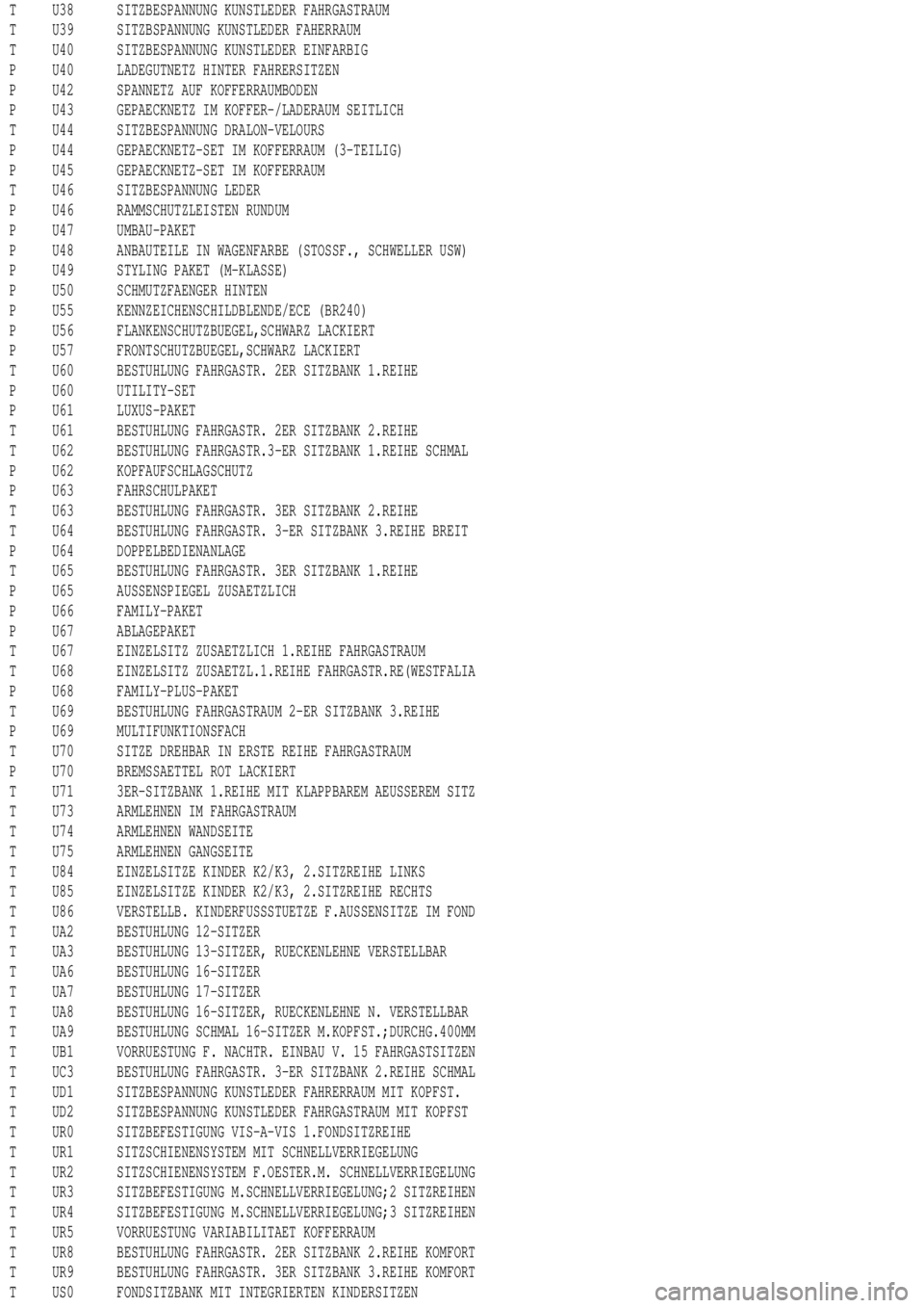 MERCEDES-BENZ ML320 1997 Complete Repair Manual T U38 SITZBESPANNUNG KUNSTLEDER FAHRGASTRAUM
T U39 SITZBSPANNUNG KUNSTLEDER FAHERRAUM
T U40 SITZBESPANNUNG KUNSTLEDER EINFARBIG
P U40 LADEGUTNETZ HINTER FAHRERSITZEN
P U42 SPANNETZ AUF KOFFERRAUMBODEN MERCEDES-BENZ ML320 1997 Complete Repair Manual T U38 SITZBESPANNUNG KUNSTLEDER FAHRGASTRAUM
T U39 SITZBSPANNUNG KUNSTLEDER FAHERRAUM
T U40 SITZBESPANNUNG KUNSTLEDER EINFARBIG
P U40 LADEGUTNETZ HINTER FAHRERSITZEN
P U42 SPANNETZ AUF KOFFERRAUMBODEN