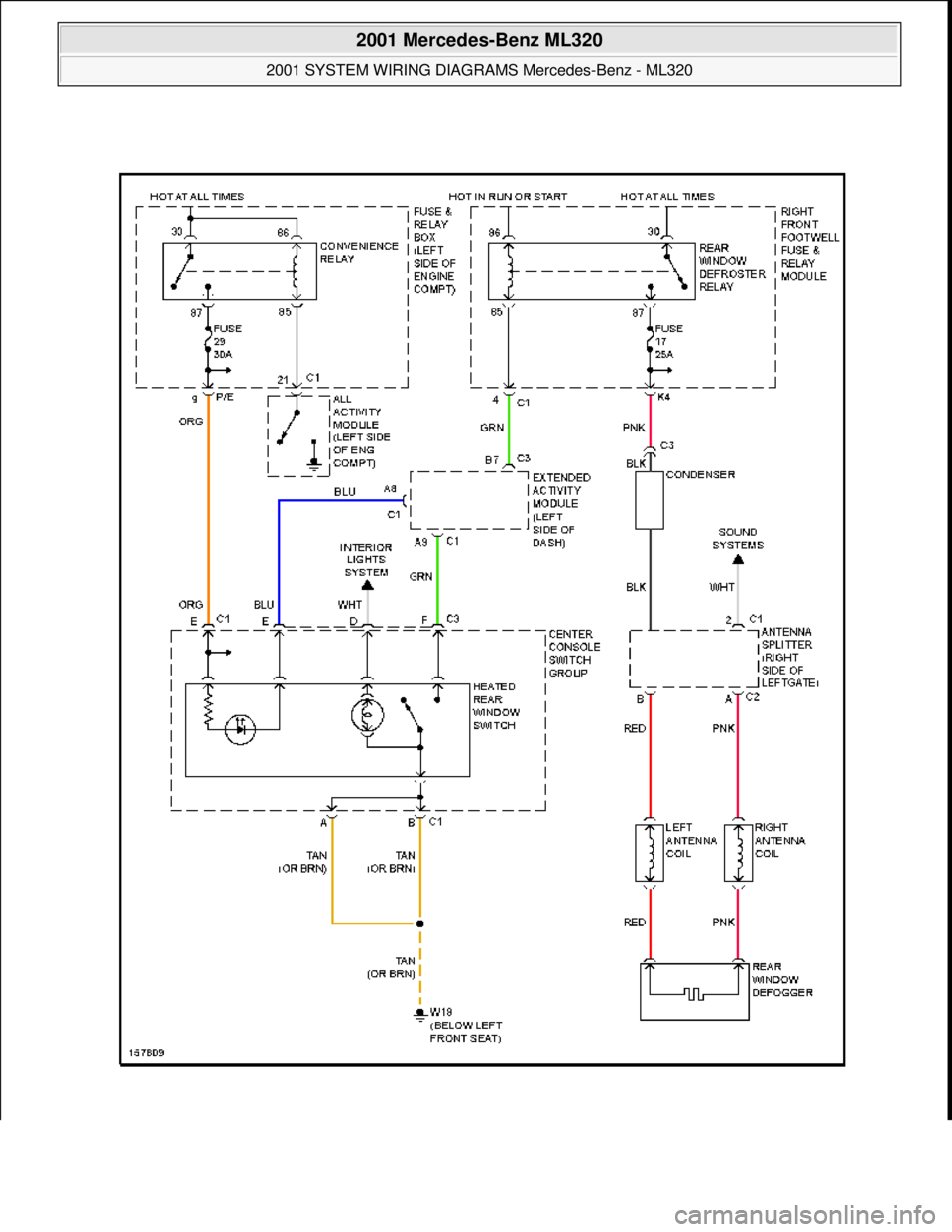 MERCEDES-BENZ ML320 1997  Complete Repair Manual  
2001 Mercedes-Benz ML320 
2001 SYSTEM WIRING DIAGRAMS  Mercedes-Benz - ML320  
me  
Saturday, October 02, 2010 3:27:59 PMPage 30 © 2006 Mitchell Repair Information Company, LLC.  