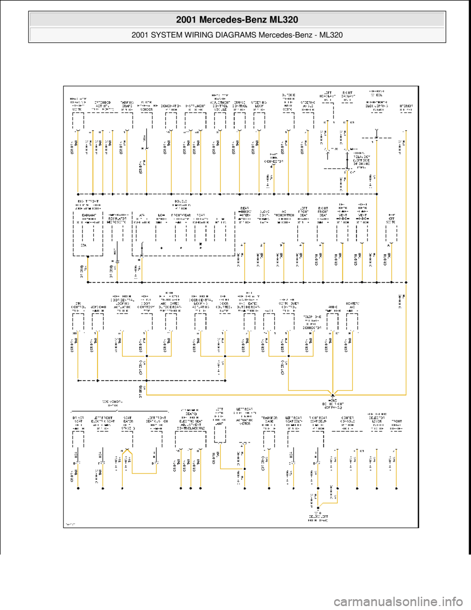 MERCEDES-BENZ ML320 1997  Complete Repair Manual  
2001 Mercedes-Benz ML320 
2001 SYSTEM WIRING DIAGRAMS  Mercedes-Benz - ML320  
me  
Saturday, October 02, 2010 3:27:59 PMPage 46 © 2006 Mitchell Repair Information Company, LLC.  