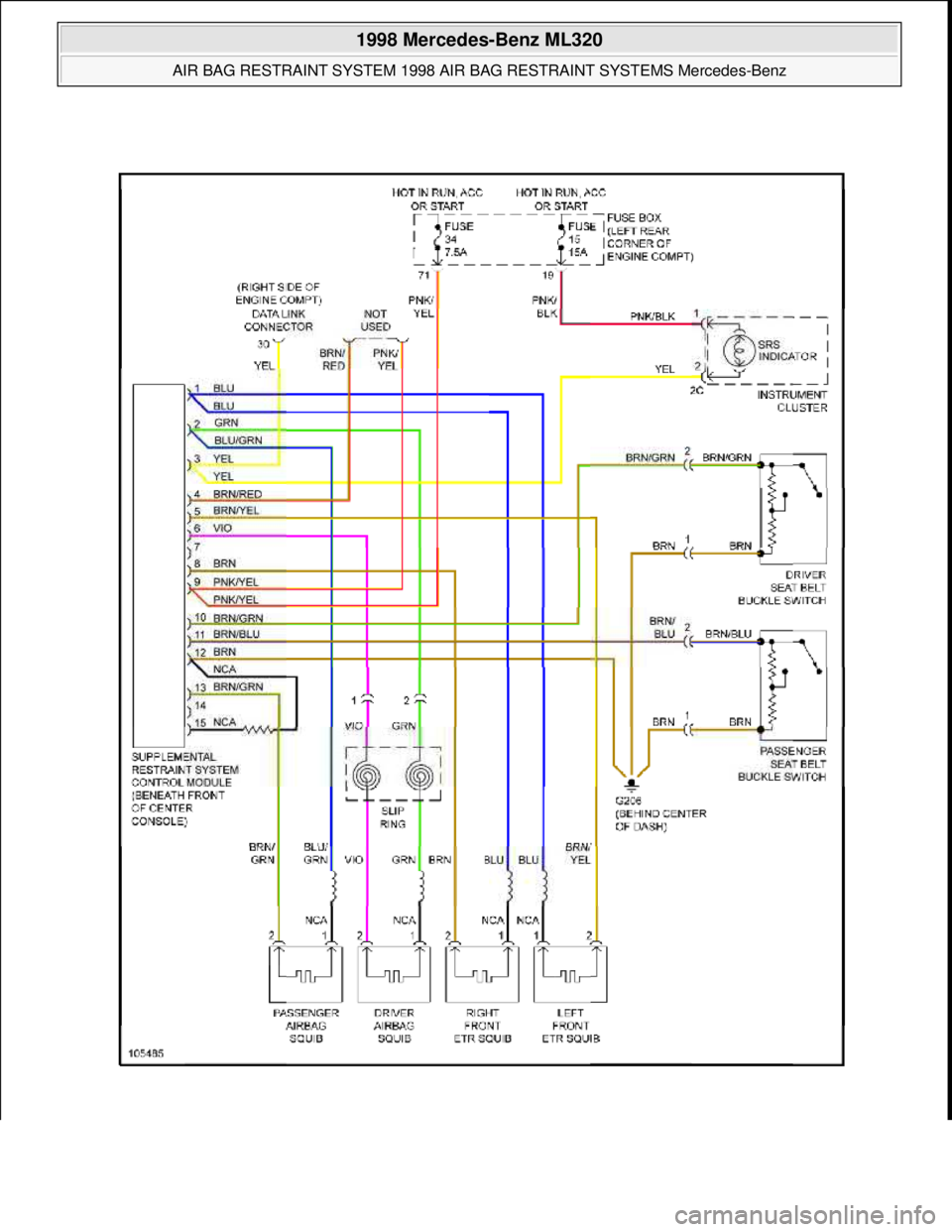 MERCEDES-BENZ ML320 1997  Complete Repair Manual  
1998 Mercedes-Benz ML320 
AIR BAG RESTRAINT SYSTEM 1998 AIR  BAG RESTRAINT SYSTEMS Mercedes-Benz  
me  
Saturday, October 02, 2010 3:33:14 PMPage 44 © 2006 Mitchell Repair Information Company, LLC.