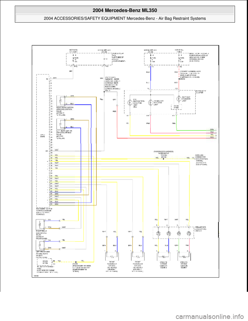MERCEDES-BENZ ML320 1997  Complete Repair Manual  
2004 Mercedes-Benz ML350 
2004 ACCESSORIES/SAFETY EQUIPMENT Merce des-Benz - Air Bag Restraint Systems  
me  
Saturday, October 02, 2010 3:40:40 PMPage 16 © 2006 Mitchell Repair Information Company