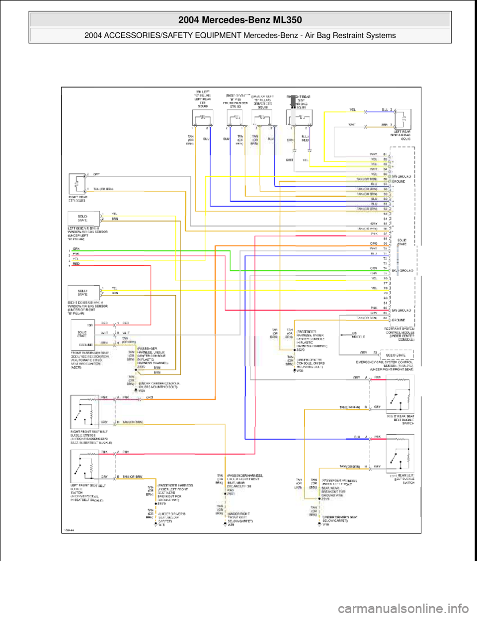 MERCEDES-BENZ ML320 1997  Complete Repair Manual  
2004 Mercedes-Benz ML350 
2004 ACCESSORIES/SAFETY EQUIPMENT Merce des-Benz - Air Bag Restraint Systems  
me  
Saturday, October 02, 2010 3:40:40 PMPage 18 © 2006 Mitchell Repair Information Company