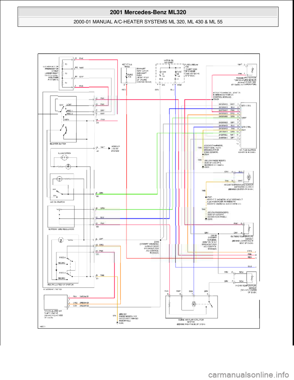 MERCEDES-BENZ ML350 1997  Complete Repair Manual  
2001 Mercedes-Benz ML320 
2000-01 MANUAL A/C-HEATER SYSTEMS ML 320, ML 430 & ML 55  
me  
Saturday, October 02, 2010 3:25:10 PMPage 30 © 2006 Mitchell Repair Information Company, LLC.  