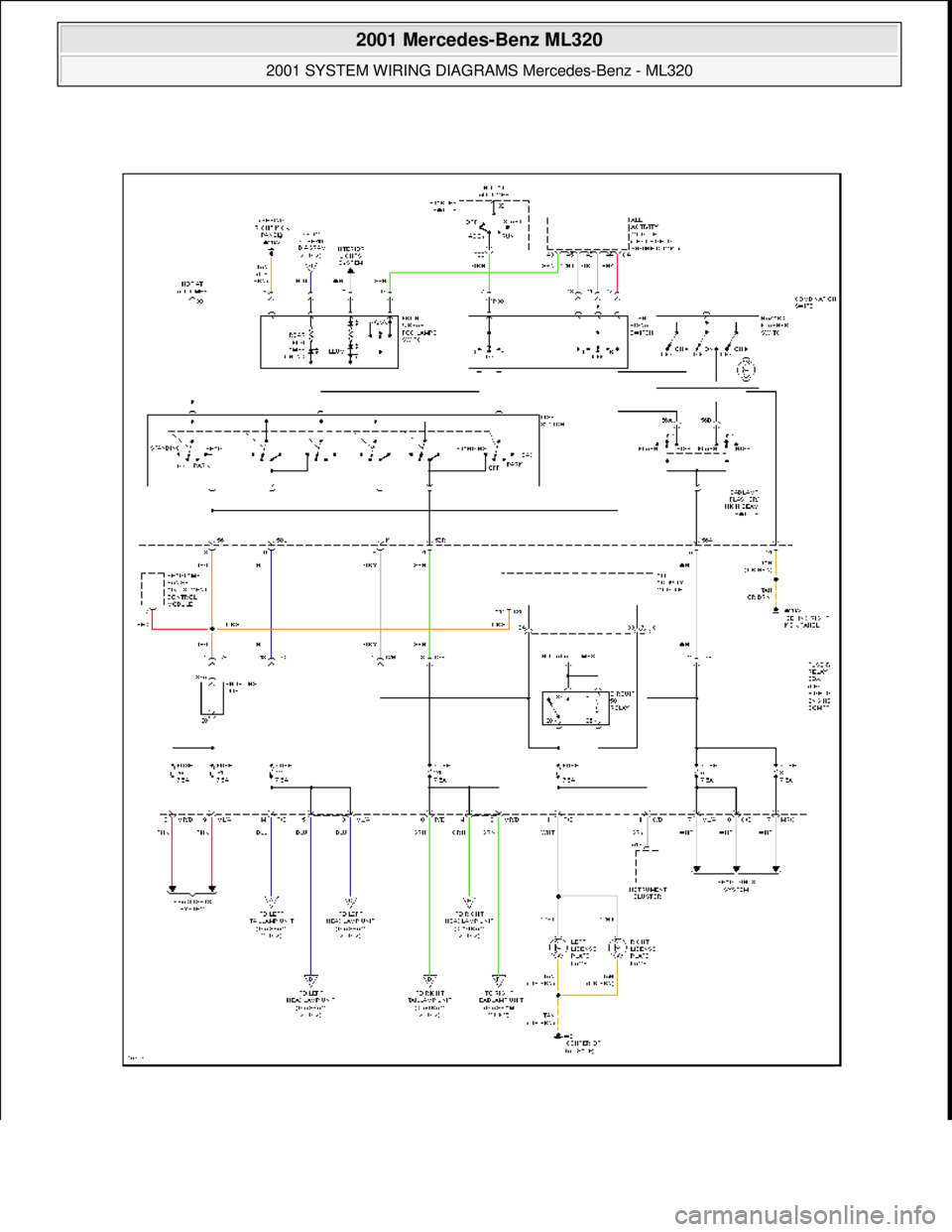 MERCEDES-BENZ ML350 1997  Complete Repair Manual  
2001 Mercedes-Benz ML320 
2001 SYSTEM WIRING DIAGRAMS  Mercedes-Benz - ML320  
me  
Saturday, October 02, 2010 3:27:59 PMPage 40 © 2006 Mitchell Repair Information Company, LLC.  